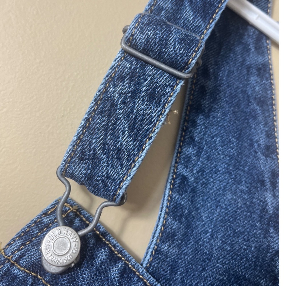 Old Navy Denim Overalls SZ 14 Medium Wash Cotton Dungarees Cottagecore Aesthetic - Picture 9 of 13